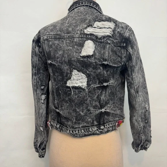 Vervet Denim Time Travel Distressed Classic Denim Jacket Acid Wash Medium - Picture 4 of 5